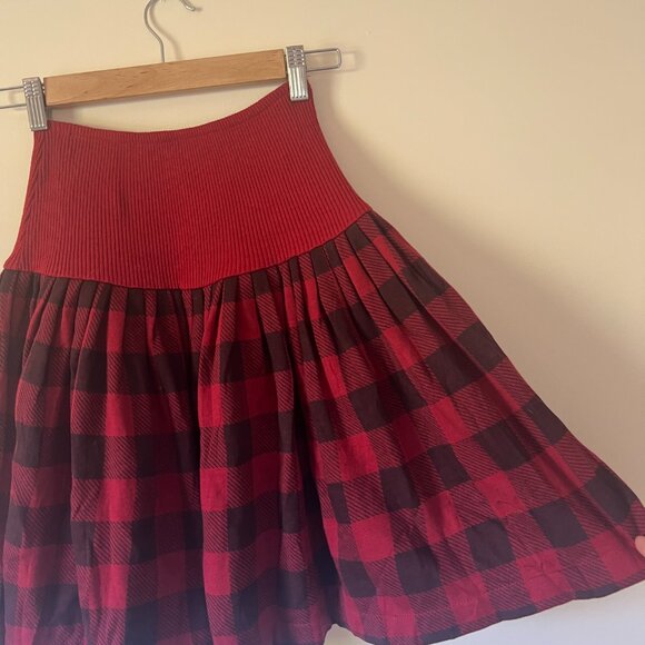 Vintage Norma Kamali 80's Plaid Women's Short Skirt Size Medium Knit Material - Picture 8 of 10